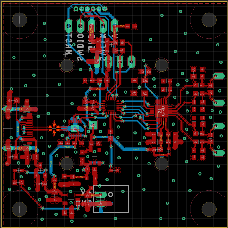EAGLEで設計した50 mm角2層基板のレイアウト